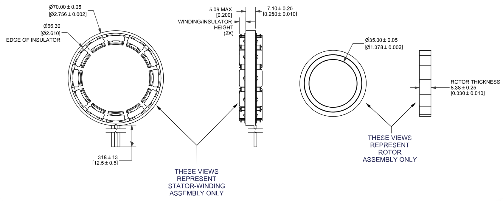 70mm Frameless BLDC Motor - 70mm Frameless Motor - HOLRY Безрамный двигатель BLDC 70 мм - Безрамный двигатель 70 мм - HOLRY