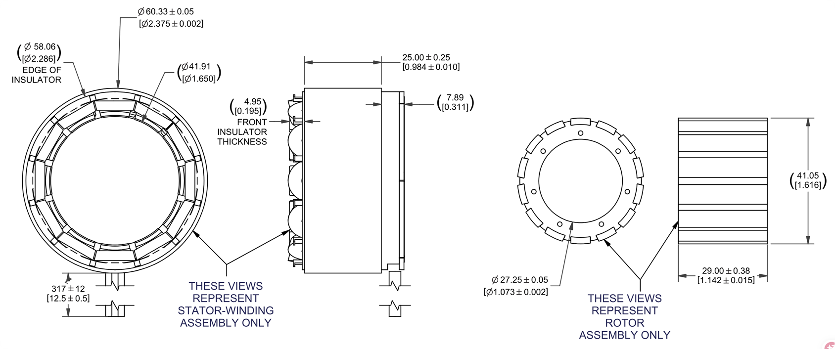 60mm Frameless Torque Motors Dimensions - HOLRY Размеры безрамных моментных двигателей 60 мм - HOLRY