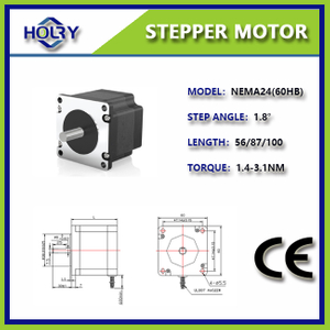 NEMA 24 60×60 мм 3 A 0,9° 1,8°1,4 Нм Гибридный шаговый двигатель