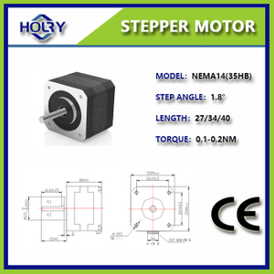 NEMA 14 35×35 мм 0,68 A 1,8 ° 0,6 Нм Гибридный шаговый двигатель