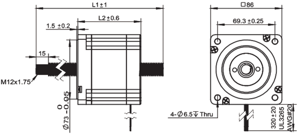 Шаговый двигатель с ходовым винтом NEMA 34 без захвата