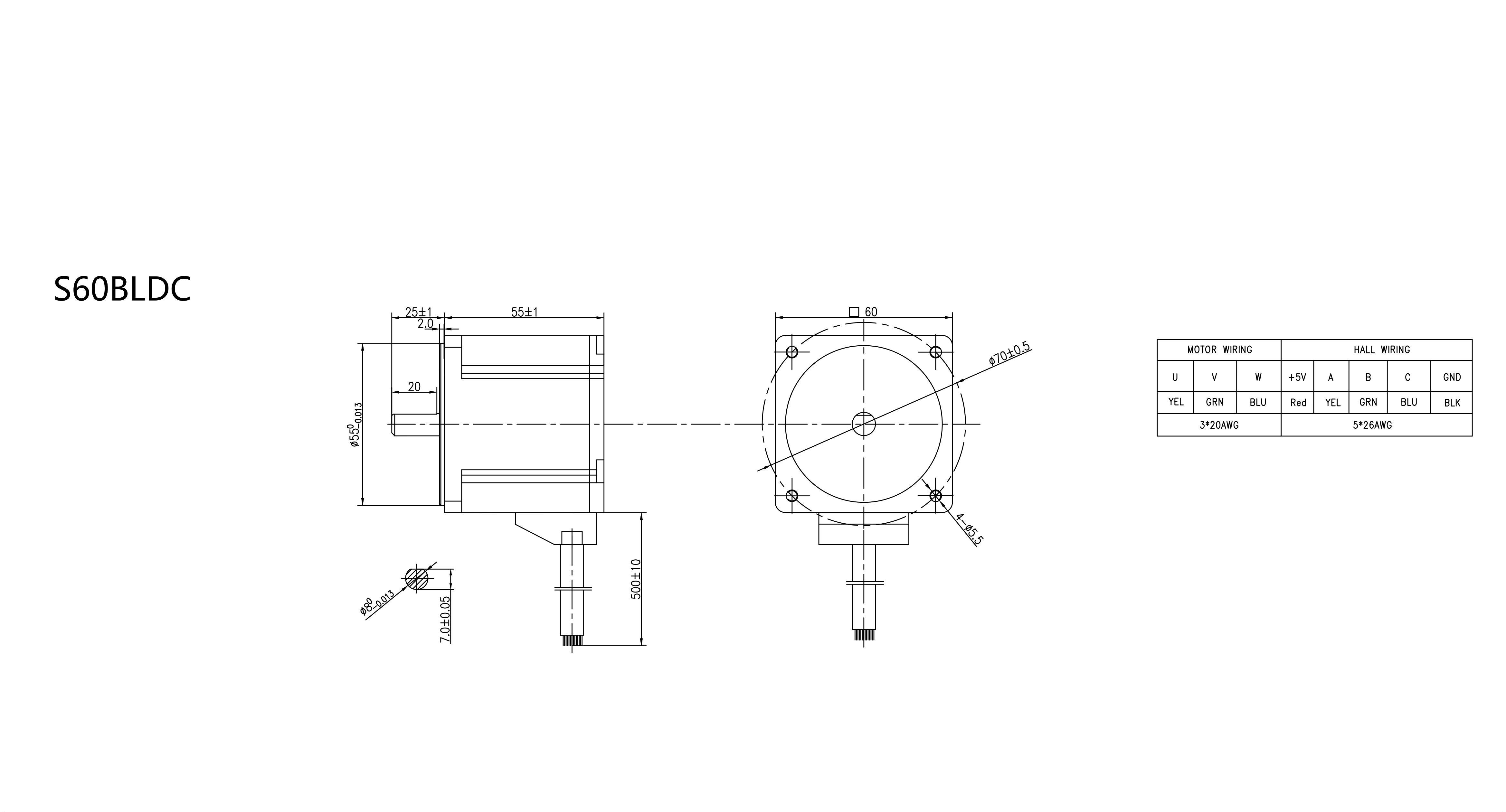 S60BLDC 3 Фазовый бесщеточный DC Dimension_00