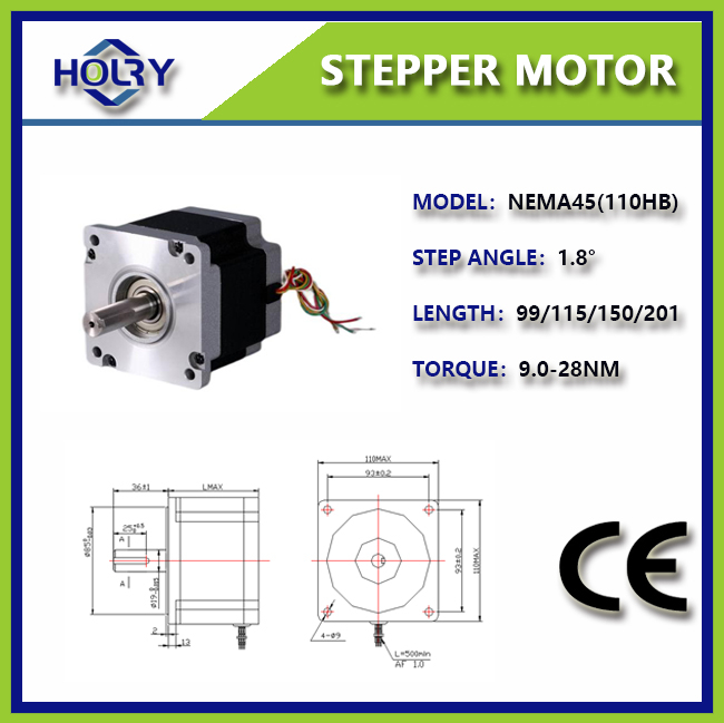 NEMA42 110×110 мм 5,5 A 1,2° 1,8°8,0 Нм Гибридный шаговый двигатель