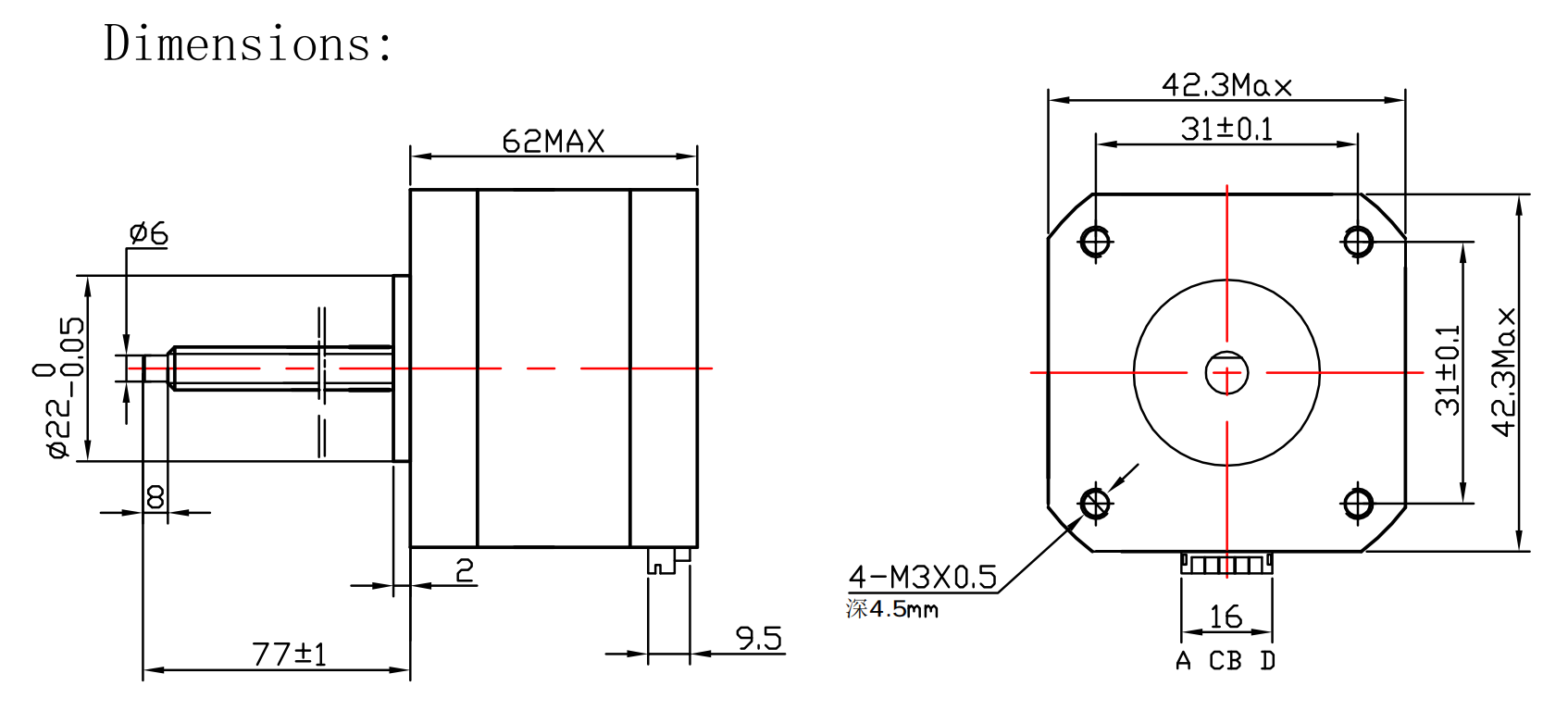 nema 17 ШВП шаговый двигатель